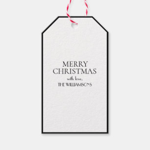 Minimalistisch Elegant Schwarz-weiß Frohe Weihnach Geschenkanhänger