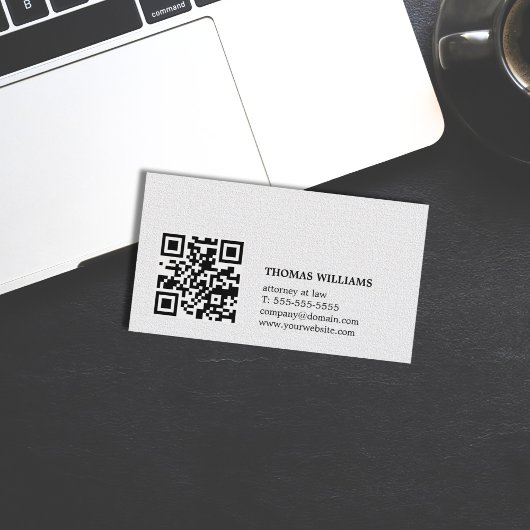 Minimalistisch Elegant Texture White QR Anwalt Visitenkarte
