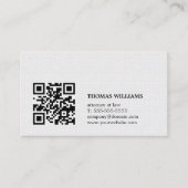 Minimalistisch Elegant Texture White QR Anwalt Visitenkarte (Vorderseite)