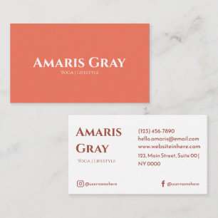 Minimalistisch Elegant Vibranff Bold Coral Typogra Visitenkarte