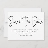 Minimalistisch Elegant Vow Erneuerung Save the Dat Ankündigung (Vorderseite)