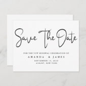 Minimalistisch Elegant Vow Erneuerung Save the Dat Ankündigung (Vorne/Hinten)