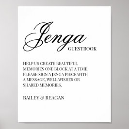 Minimalistisch Elegant Wedding Jenga Guestbook Sig Poster