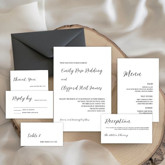 Minimalistisch Elegant Wedding Vielen Dank Dankeskarte