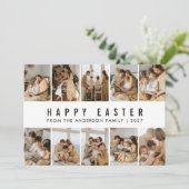 Minimalistisch elegante 10-Bilder-Raster-Osterfami Feiertagskarte (Stehend Vorderseite)