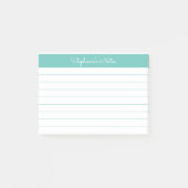 Minimalistisch Elegante Aqua Lined Personalisiert Post-it Klebezettel (Vorderseite)