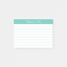 Minimalistisch Elegante Aqua Lined Personalisiert Post-it Klebezettel