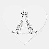 Minimalistisch elegante Hochzeitskleid Silhouette Herz-Aufkleber (Vorderseite)