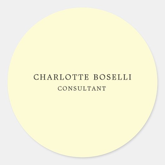 Minimalistisch Elegante klassische Berufliche Crem Runder Aufkleber (Vorderseite)