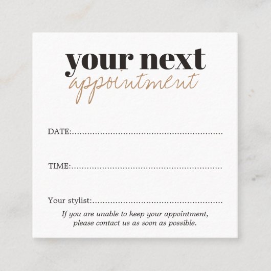 Minimalistisch Elegante Kühl Schwarz-weißer Golden Terminkarte (Vorderseite)