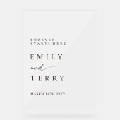 Minimalistisch Elegante Moderne Hochzeit Willkomme Acrylschild (Vorderseite)