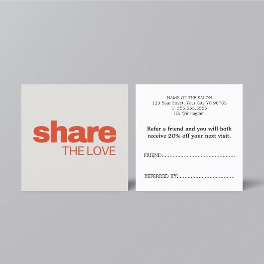 Minimalistisch Elegante Pastel Bold Schönheitssalo Empfehlungskarte