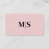 Minimalistisch elegante rosa Monogramm-Initialen E Visitenkarte (Vorderseite)