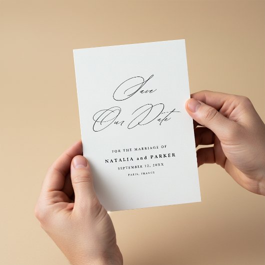 Minimalistisch elegante Schrift Save-the-Date-Kart Save The Date