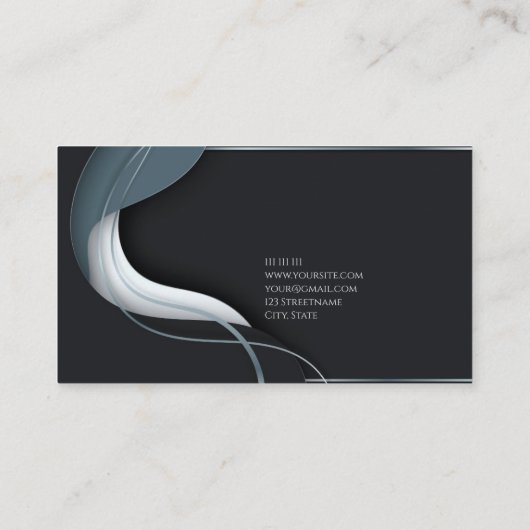 Minimalistisch elegante schwarz-graue Visitenkarte (Rückseite)