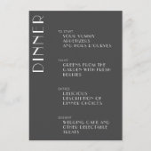 Minimalistisch Elegante Schwarz-weiße Art Deco Menükarte (Vorderseite)