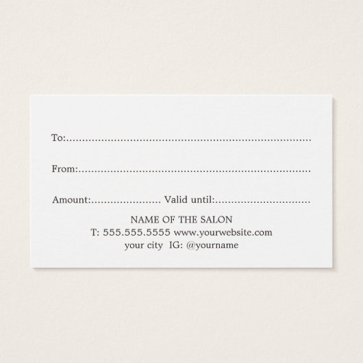 Minimalistisch Elegante Schwarz-weiße Beauty Salon (Rückseite)