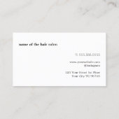 Minimalistisch Elegante Schwarz-weiße Haarstylisti Visitenkarte (Rückseite)