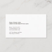 Minimalistisch Elegante Schwarz-weiße Haarstylisti Visitenkarte (Rückseite)