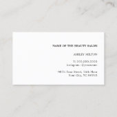 Minimalistisch Elegante Schwarz-weiße Haarstylisti Visitenkarte (Rückseite)