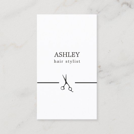 Minimalistisch Elegante Schwarz-weiße Haarstylisti Visitenkarte (Vorderseite)