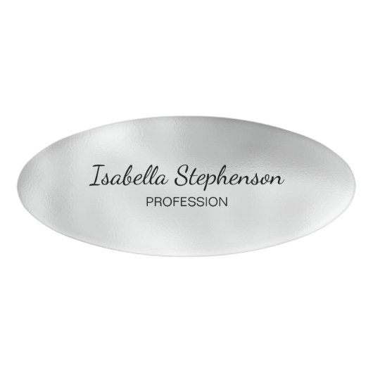Minimalistisch elegante Silberperle Namenschild (Vorderseite)