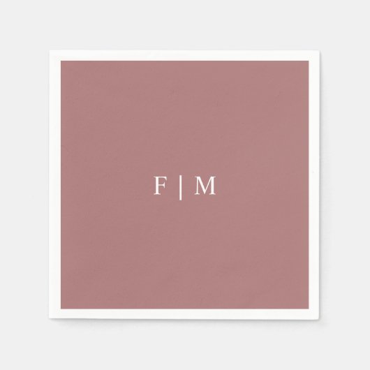 Minimalistisch elegante, staubige Rose Hochzeitsna Serviette (Vorderseite)