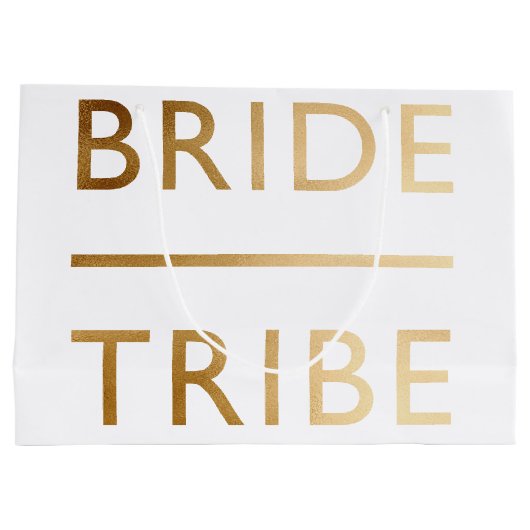 Minimalistisch eleganter Brautstamm Imitate Goldte Große Geschenktüte (Rückseite)