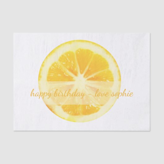 MINIMALISTISCH ELEGANTER FUN YELLOW LEMON FRUIT CU SEIDENPAPIER (Vorderseite)