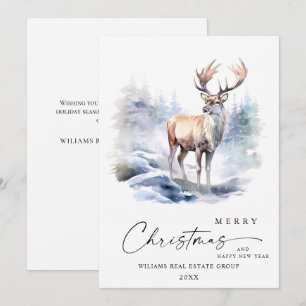 Minimalistisch Eleganter Hirsch-Weihnachtsbaum Cor Feiertagskarte