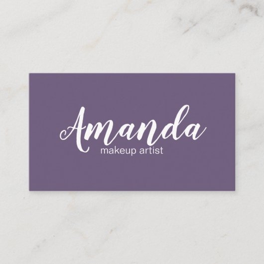 Minimalistisch Eleganter Lila White Makeup Artist Visitenkarte (Vorderseite)