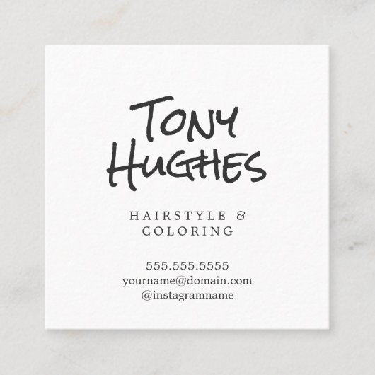 Minimalistisch Eleganter Schlichter Friseur Quadratische Visitenkarte (Vorderseite)