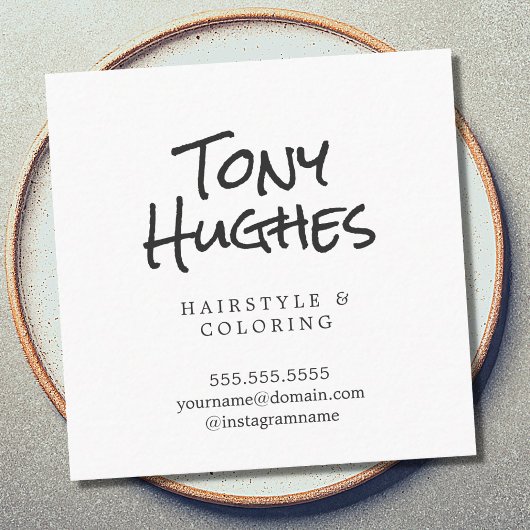 Minimalistisch Eleganter Schlichter Friseur Quadratische Visitenkarte