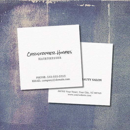Minimalistisch Eleganter Schlichter Friseur Quadratische Visitenkarte