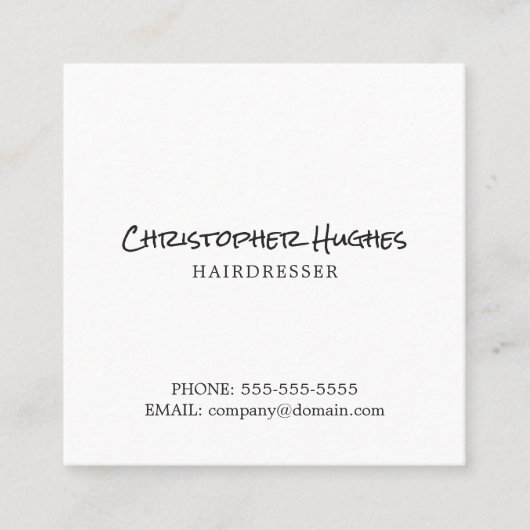 Minimalistisch Eleganter Schlichter Friseur Quadratische Visitenkarte (Vorderseite)