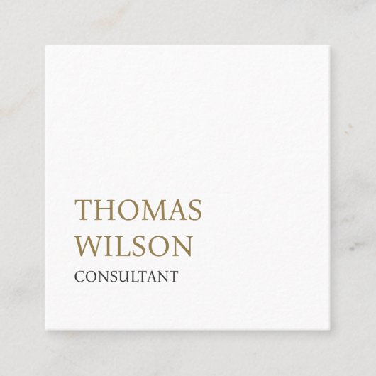 Minimalistisch Eleganter Schwarz-weiß Golden Consu Quadratische Visitenkarte (Vorderseite)