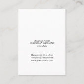 Minimalistisch Eleganter Schwarz-weißer Berater Visitenkarte (Rückseite)