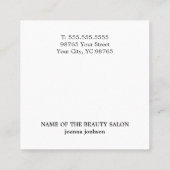 Minimalistisch Eleganter Schwarz-weißer Friseur Quadratische Visitenkarte (Rückseite)