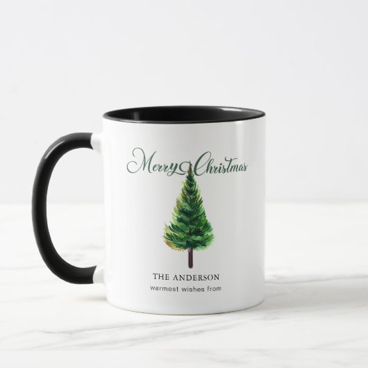 Minimalistisch Eleganter Weihnachtsbaum Wasserfarb Tasse (Links)