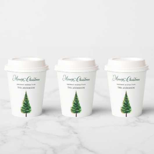 Minimalistisch Eleganter Weihnachtswald Pappbecher (Multi)