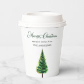 Minimalistisch Eleganter Weihnachtswald Pappbecher (Rückseite)