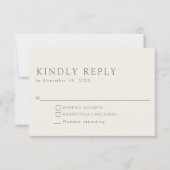 Minimalistisch Elegantes Beige Neutral Bitte Antwo RSVP Karte (Vorderseite)