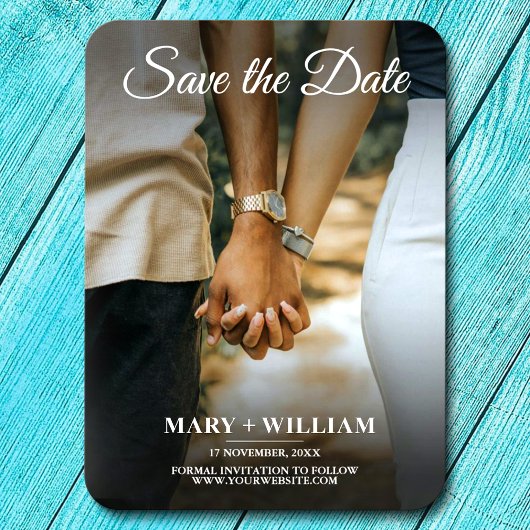 Minimalistisch Elegantes Couple Foto Save the Date Magnet