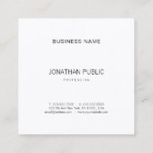 Minimalistisch Elegantes Design Modernes B&W Schli Quadratische Visitenkarte (Rückseite)