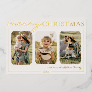 Minimalistisch Elegantes Frohe Weihnachten 3 Foto  Folien Feiertagskarte