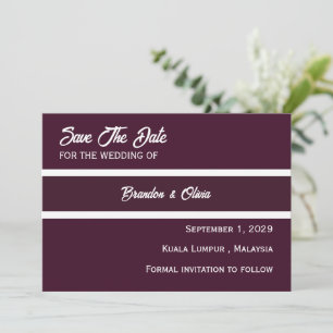 minimalistisch Elegantes Pflaume Lila und Weiße St Save The Date