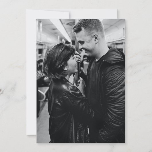 Minimalistisch Elegantes Schwarz-weißes Foto Save The Date (Rückseite)