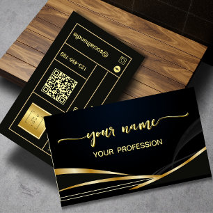 Minimalistisch Elegantes Skript Gold und Schwarz  Visitenkarte