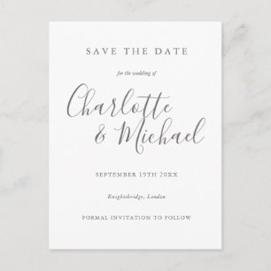 Minimalistisch Elegantes Skript Save-the-Date Postkarte