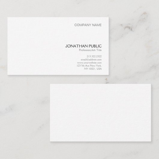 Minimalistisch Elegantes Weiß Schlicht Modernes Be Visitenkarte (Vorne/Hinten)